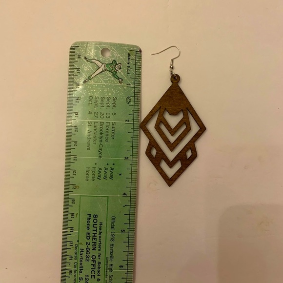 Cute Wooden Handmade Earrings. Unique. Casual. Boho. - Picture 3 of 3